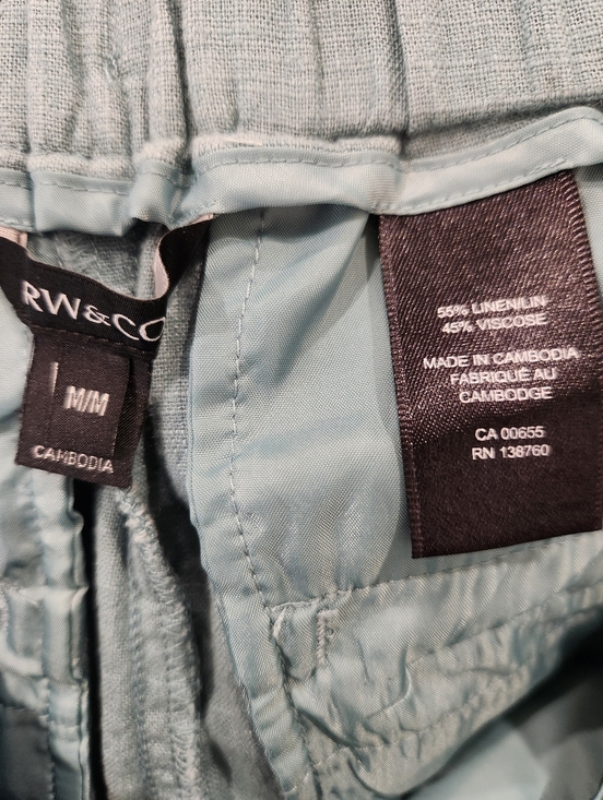 Sz M RW&Co. Linen Blend Shorts Light Green - Picture 4 of 5